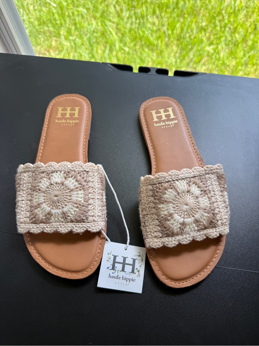 Haute Hippie Style Women's Size 8M Rianne Crochet Flat Slide Sandals NWT Neutral